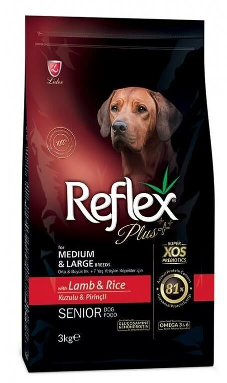 Reflex Plus Büyük Orta Irk Kuzulu Yaşlı Köpek Maması 3 Kg