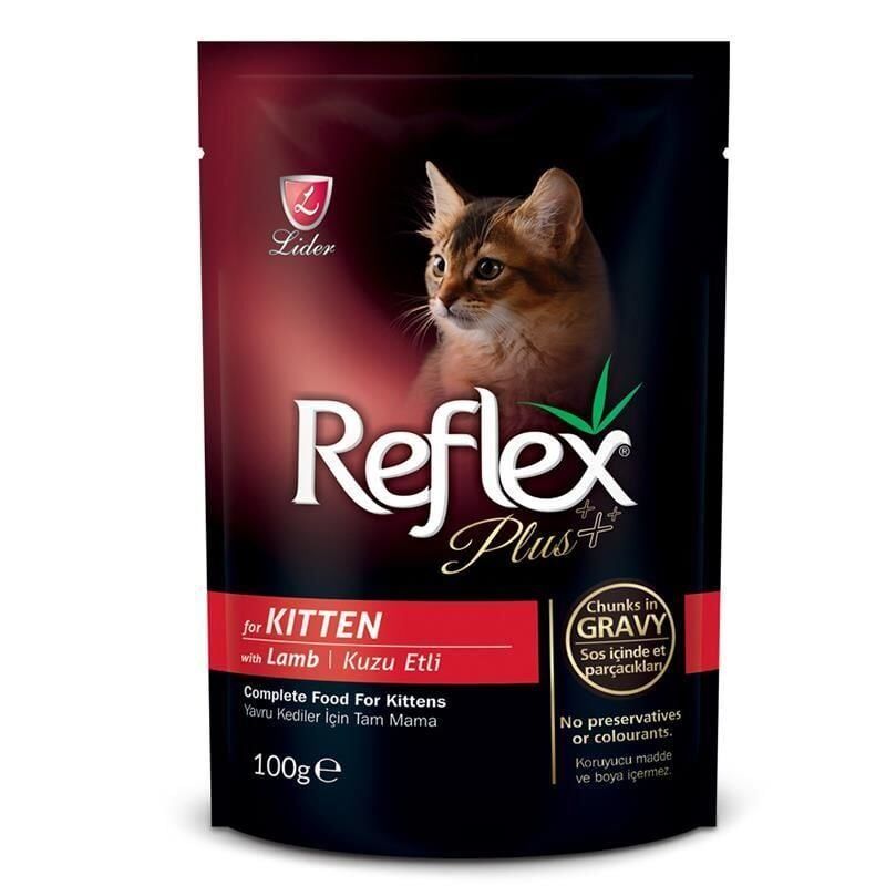 Reflex Plus Pouch Parça Etli Kuzulu Yavru Kedi Konservesi 100gr