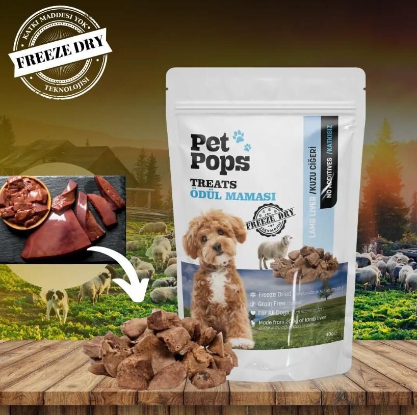 Pet Pops Freeze-Dried Kuzu Ciğeri Köpek Ödülü 40 Gr