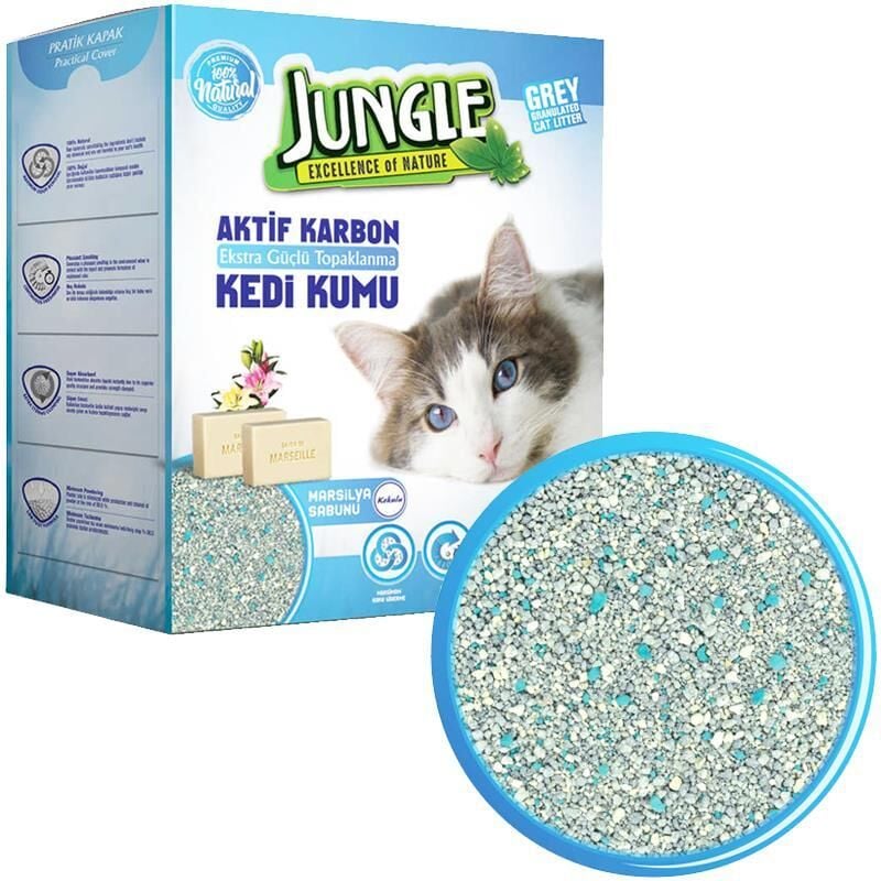 Jungle Aktif Karbonlu Gri Marsilya Sabunlu Kedi Kum 6 Lt