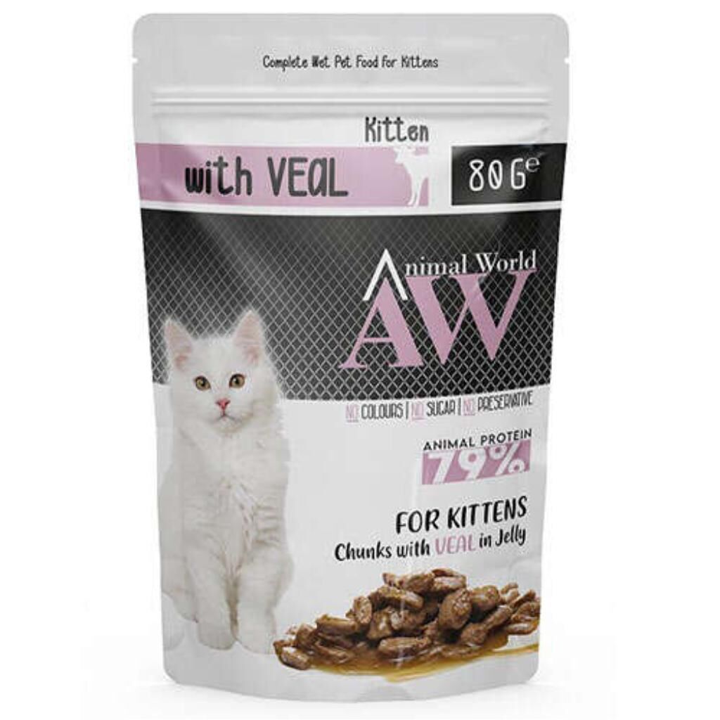 Animal World Jöleli Parça Dana Etli Hassas Sindirim Yavru Kedi Konservesi 80 Gr