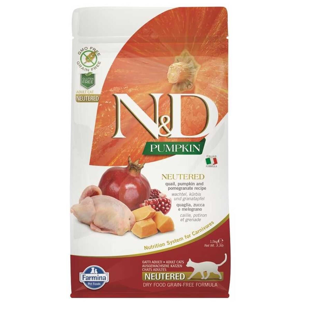 Nd Tahılsız Bıldırcın Etli Balkabaklı Kısırlaştırılmış Kedi Maması 1,5 Kg
