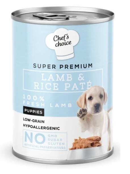 Chefs Choice Kuzu Etli Tahılsız Yavru Köpek Yaş Maması 400 Gr