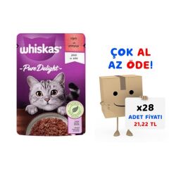 Whiskas Pouch Pure Delight Jöle İçinde Sığır Etli Yetişkin Kedi Konservesi 85gr 28'li Paket