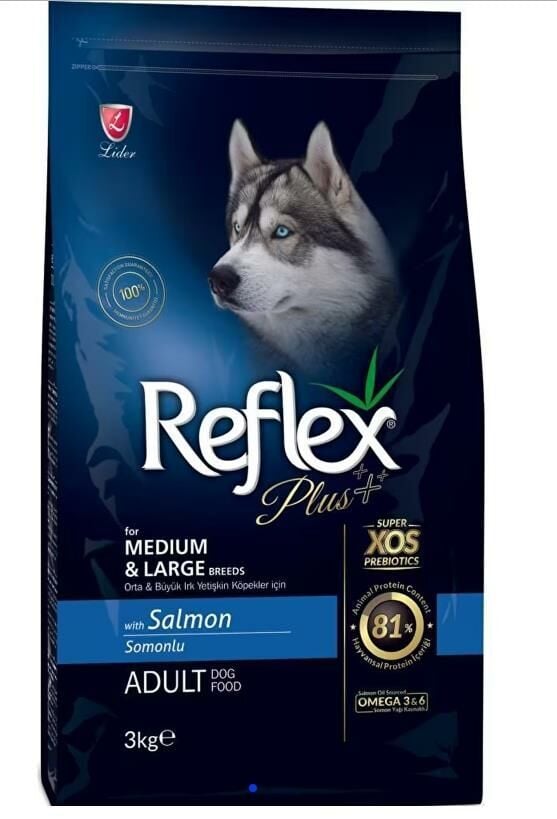 Reflex Plus Adult Somon Orta Büyük Irk Somonlu Yetişkin Köpek Maması 3 Kg
