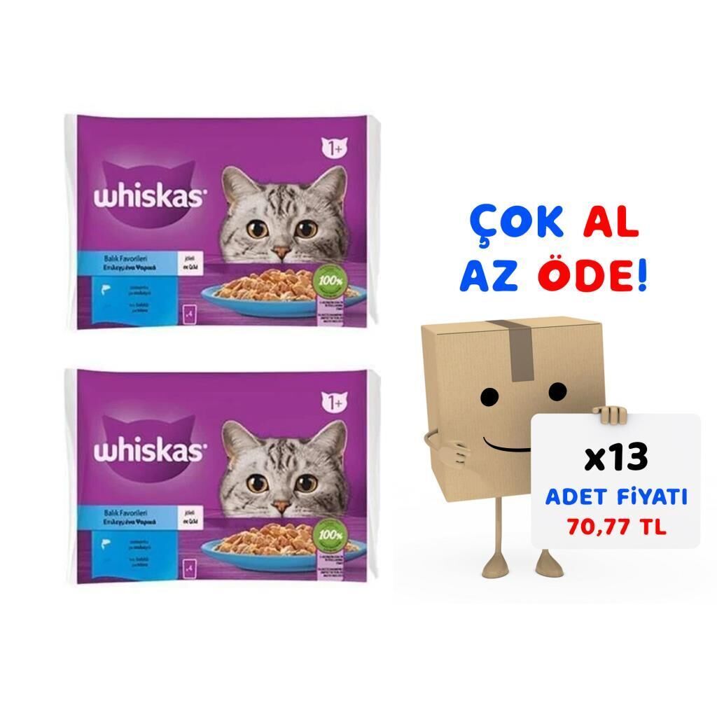 Whiskas Balık Favorileri Jöleli Kedi Yaş Maması 4x85 Gr 13'lü Paket