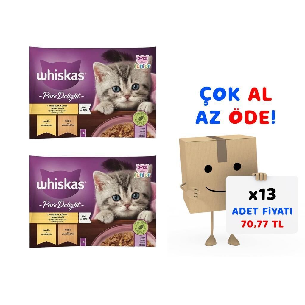 Whiskas Pouch Güveç Eti Çeşitli Yavru Kedi Konservesi 4x85gr 13'lü Paket