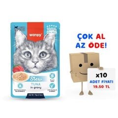 Wanpy Stew Pouch Ton Balıklı Yaş Kedi Maması 70g 10'lu Paket