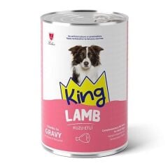King Sos İçinde Parçacıklı Kuzu Etli Yetişkin Köpek Konserve 400 Gr