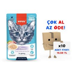 Wanpy Stew Pouch Tavuklu Ördekli Yaş Kedi Maması 70g 10'lu Paket