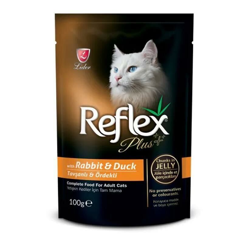 Reflex Plus Pouch Parça Etli Tavşanlı ve Ördekli Kedi Konservesi 100gr