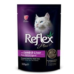 Reflex Plus Pouch Parça Etli Kuzulu ve Ciğerli Kedi Konservesi 100gr