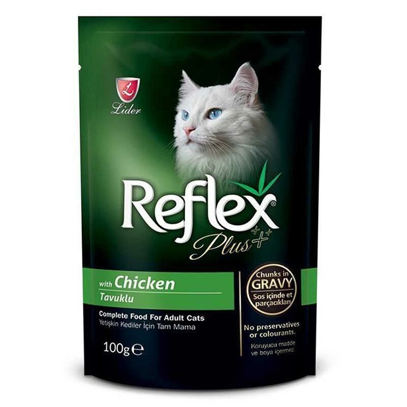 Reflex Plus Pouch Parça Etli Tavuklu Kedi Konservesi 100gr