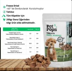 Pet Pops Freeze-Dried Dana Ciğeri Köpek Ödülü 40 Gr