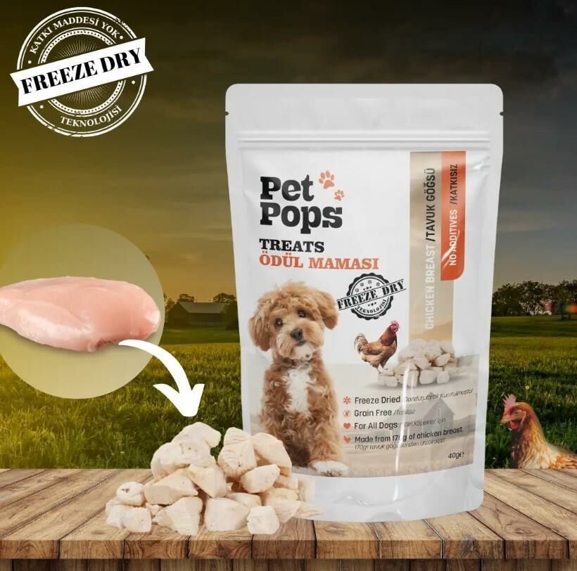 Pet Pops Freeze-Dried Tavuk Göğsü Köpek Ödülü 40 Gr