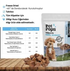 Pet Pops Freeze-Dried Kuzu Ciğeri Köpek Ödülü  40 Gr