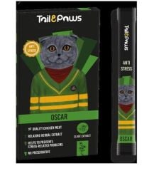Tail & Paws OSCAR Stress Önleyici Tavuklu Şekersiz Sıvı Kedi Ödül Maması 15gr (5'li)