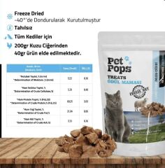 Pet Pops Freeze-Dried Kuzu Ciğeri Kedi Ödülü 40 Gr