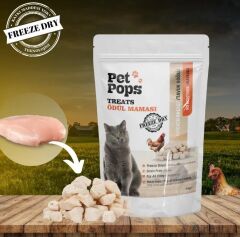 Pet Pops Freeze-Dried Kedi Ödülü Tavuk Göğsü Kedi Ödülü 40 Gr