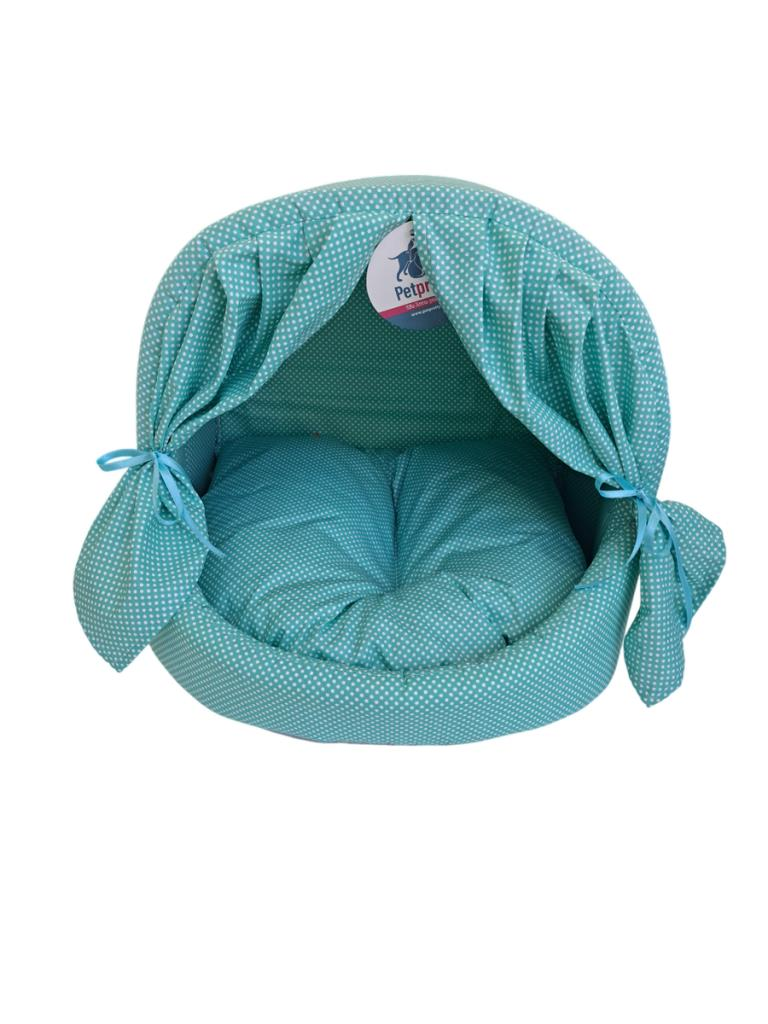 Petpretty Perdeli Kumaş Yuva Turkuaz Yatak