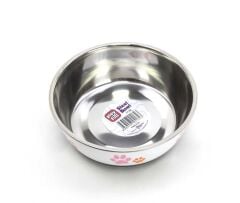 Playfull Pati Desenli Çelik Mama ve Su Kabı Kauçuk Tabanlı 17 Cm