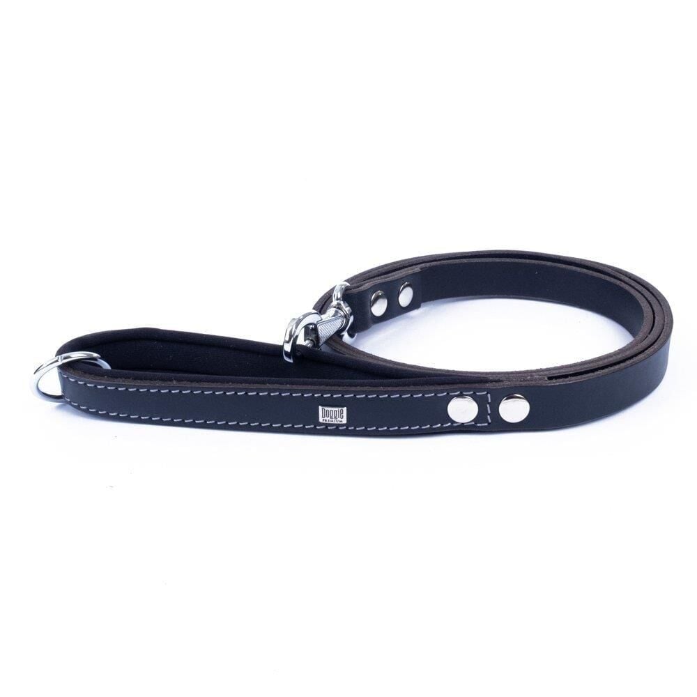 Doggie Konforlu Gerçek Deriden El Yapımı Köpek Gezdirme Kayışı 2x140cm - Black