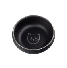 Ankur Lazer İşlemeli Siyah Çelik Kedi Mama Su Kabı 12 cm