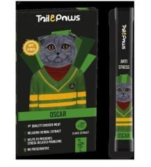 Tail & Paws OSCAR Stress Önleyici Tavuklu Şekersiz Sıvı Kedi Ödül Maması 15gr (5'li)
