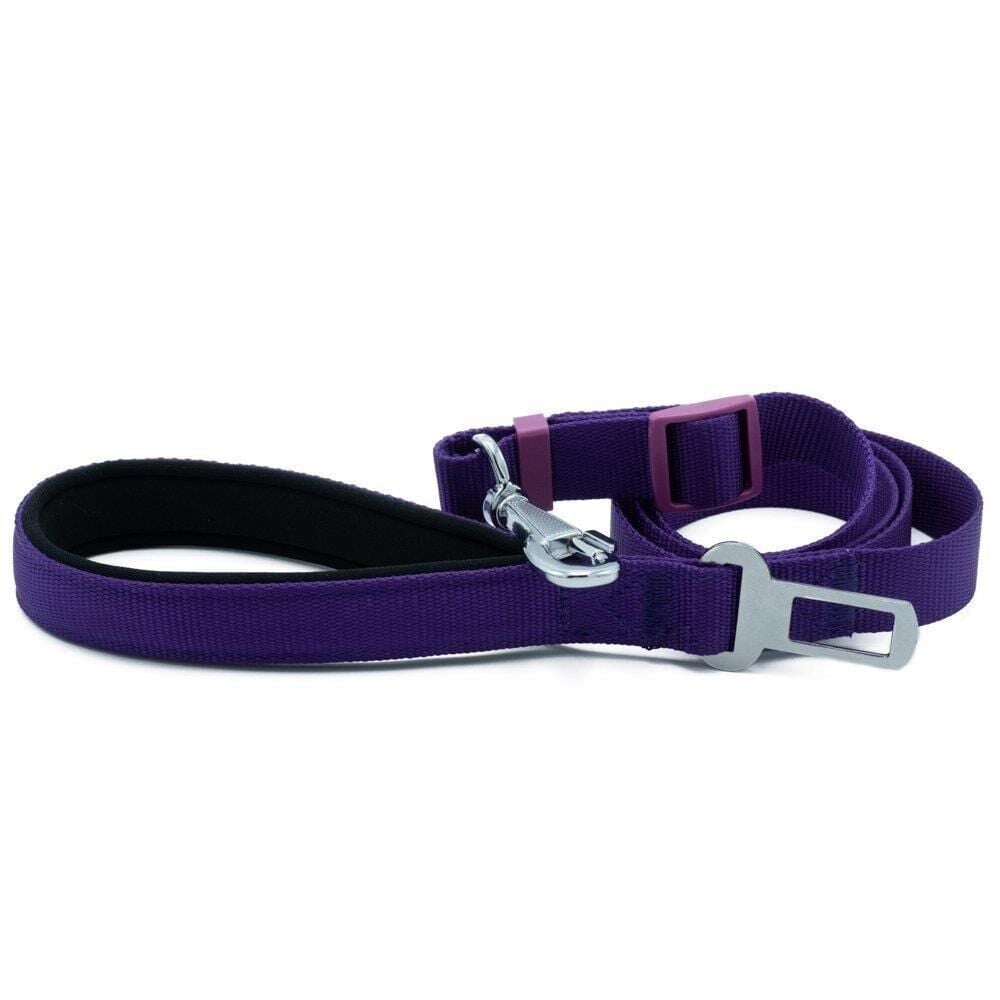 Doggie Dokumadan El Yapımı Emniyet Kemerli Köpek Gezdirme Aparatı 2,5x80-120cm - Mor