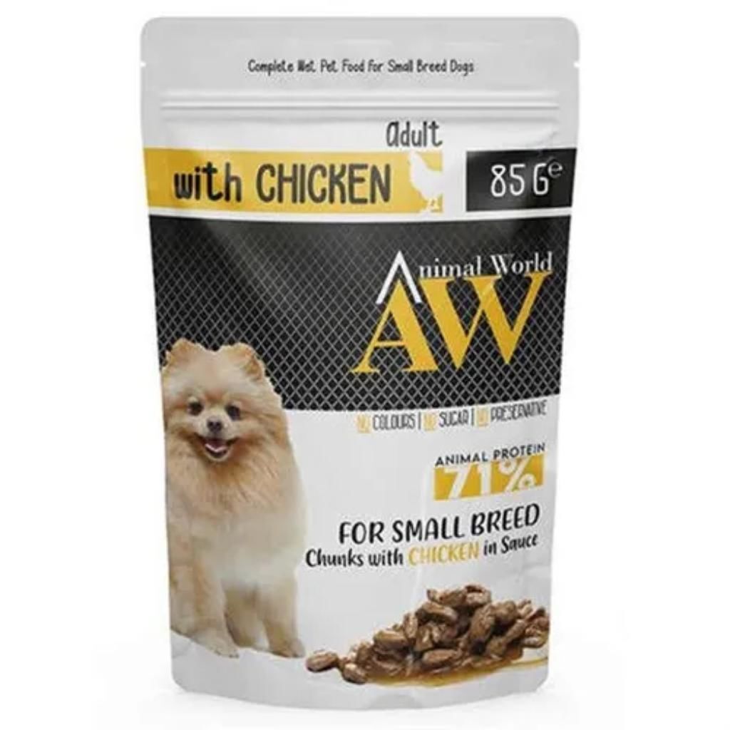 Animal World Soslu Tavuk Etli Hassas Sindirim Küçük Irk Yetişkin Köpek Konservesi 85 Gr