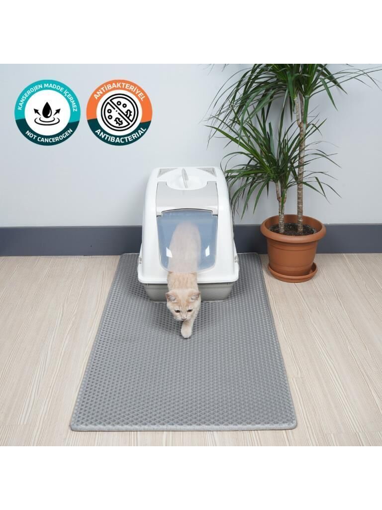 Eva Elekli Kedi Tuvalet Paspası Gri 60x110 Cm