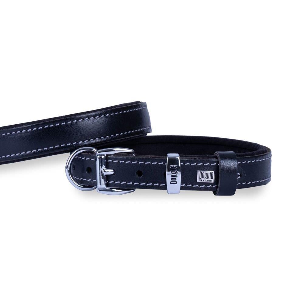 Doggie Konforlu Gerçek Deriden El Yapımı Köpek Boyun Tasması 2x30-35cm - Siyah