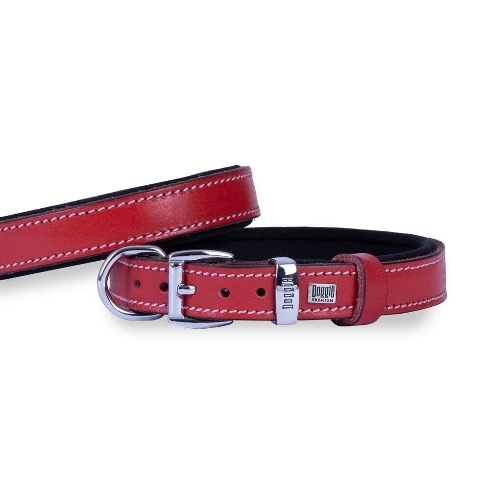 Doggie Konforlu Gerçek Deriden El Yapımı Köpek Boyun Tasması 2x30-35cm - Kırmızı