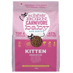 Schesir Born Carnivore Baby Tavuklu ve Yumurtalı Tahılsız Yavru Kedi Maması 1,25 Kg