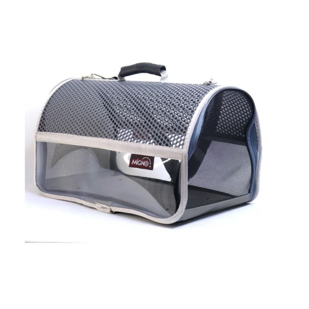 MİGNO FLYBAG Şeffaf Fileli Kedi Köpek Taşıma Çantası - Gri