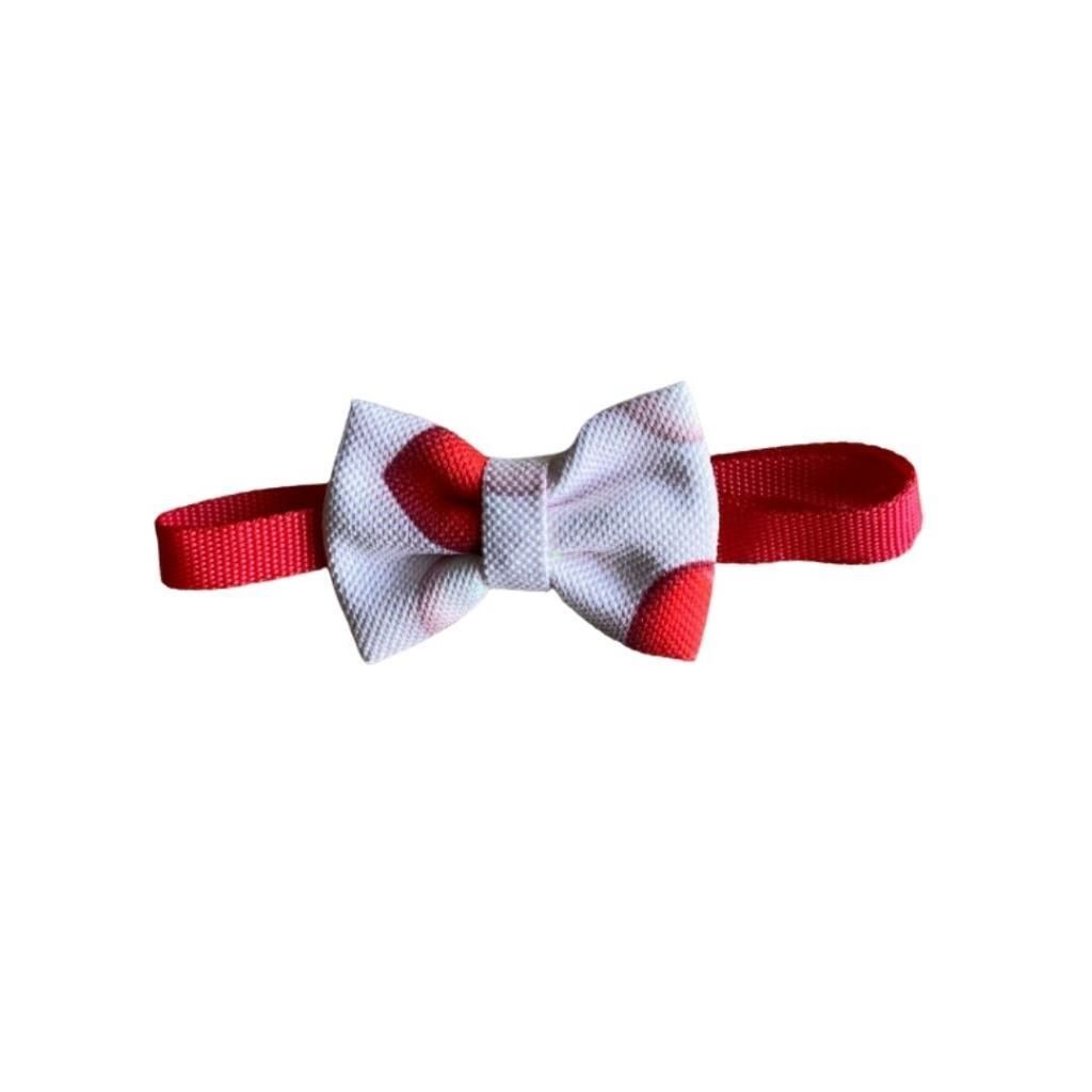 Minik Paw Kartela Kırmızı Beyaz Kalp Papyon