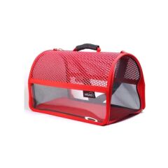 MİGNO FLYBAG Şeffaf Fileli Kedi Köpek Taşıma Çantası - Kırmızı