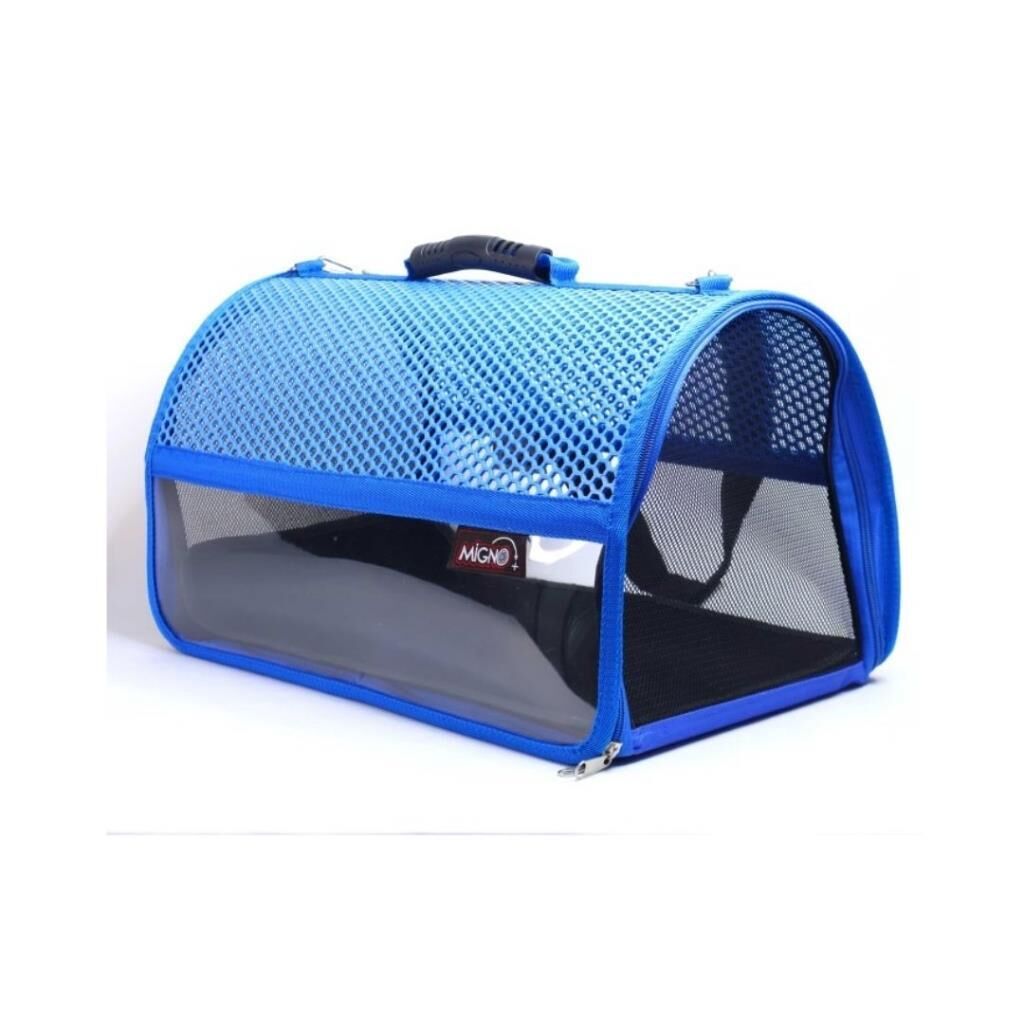 MİGNO FLYBAG Şeffaf Fileli Kedi Köpek Taşıma Çantası - Mavi
