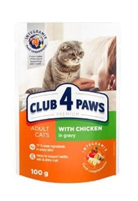 Club4Paws Premium Pouch Sos İçinde Tavuklu Yetişkin Kedi Konservesi 100gr