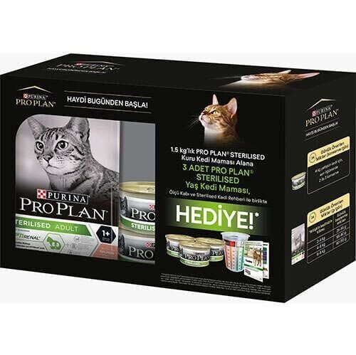 Proplan Somonlu Kısır Kedi Maması 1,5 Kg ( 3 Adet Kısır Pouch Hediyeli )