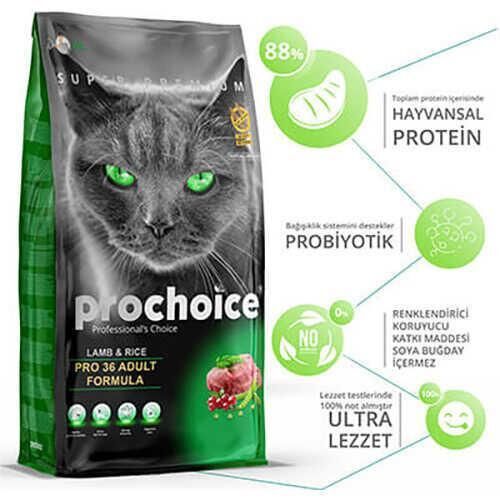 ProChoice Pro 36 Kuzulu ve Pirinçli Yetişkin Kedi Maması 2kg