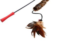 Gigwi Feather Teaser Kedi Oltası Kuyruklu Doğal Tüylü Kedi Oyuncağı