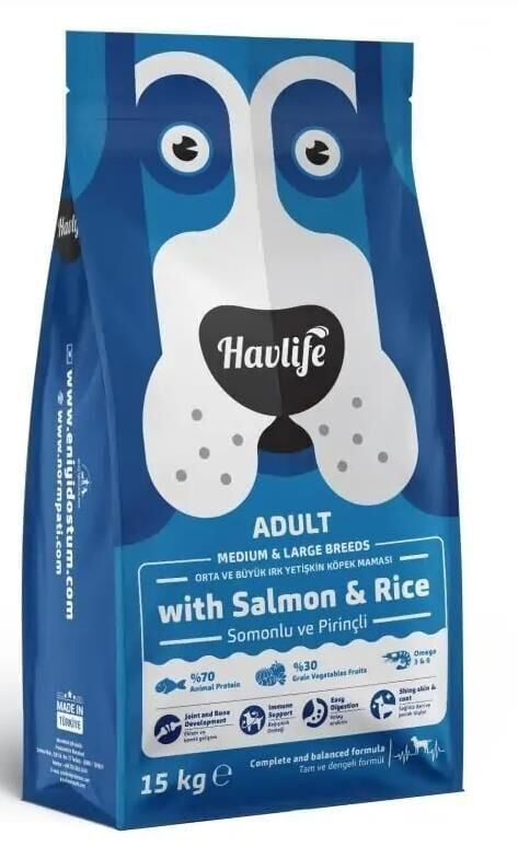 Havlife Orta ve Büyük Irk Somonlu Yetişkin Köpek Maması 15 Kg