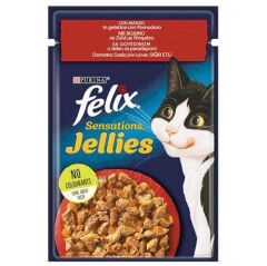 Felix Pouch Sensations Jellies Sığır Etli ve Domatesli Yaş Kedi Maması 85 Gr