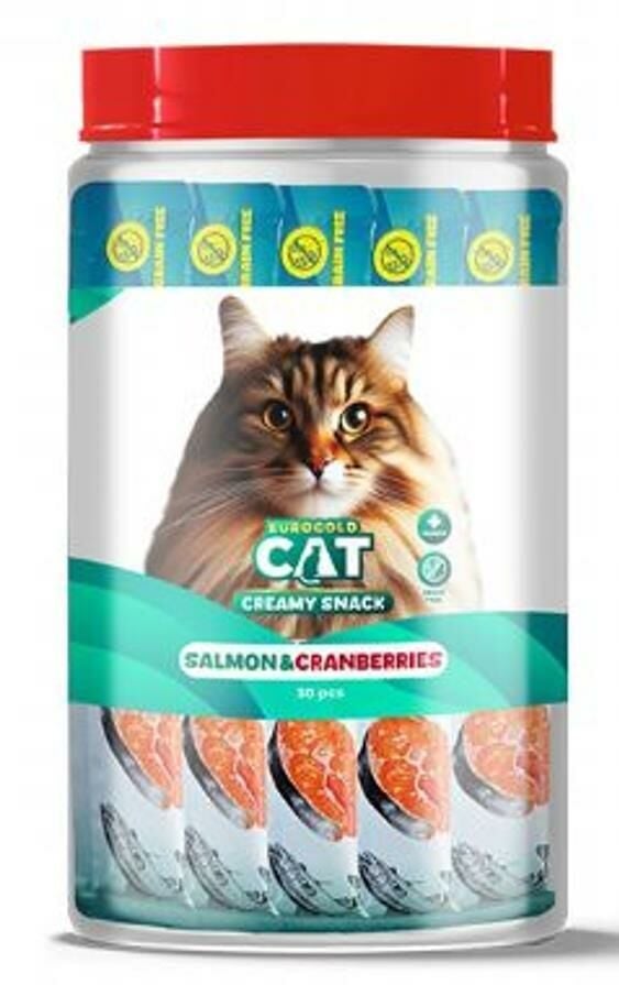 EuroGold Cat Sıvı Kedi Ödülü Somon - Kızılcık 30x15Gr