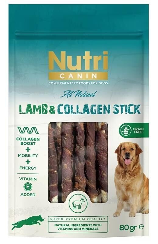 Nutri Canin Kuzu Eti Sargılı Kolajen Çubuk Tahılsız Köpek Et Ödülü 80 Gr