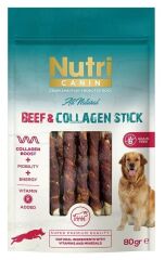 Nutri Canin Sığır Eti Sargılı Kolajen Çubuk Tahılsız Köpek Et Ödülü 80 Gr