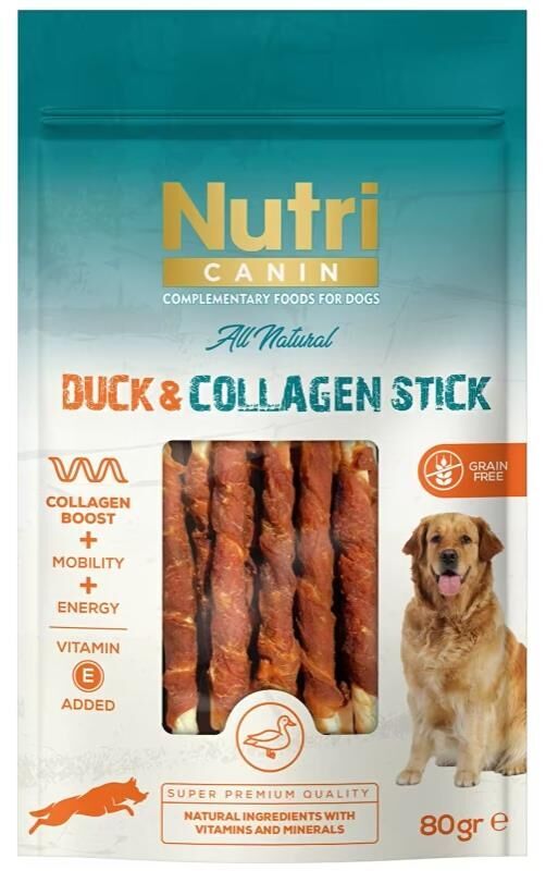 Nutri Canin Ördek Eti Sargılı Kolajen Çubuk Tahılsız Köpek Et Ödülü 80 Gr