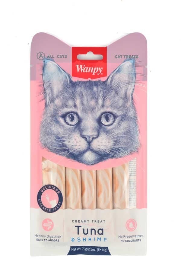 Wanpy Ton Balığı Karides 5x14 gr Likit Kedi Ödülü