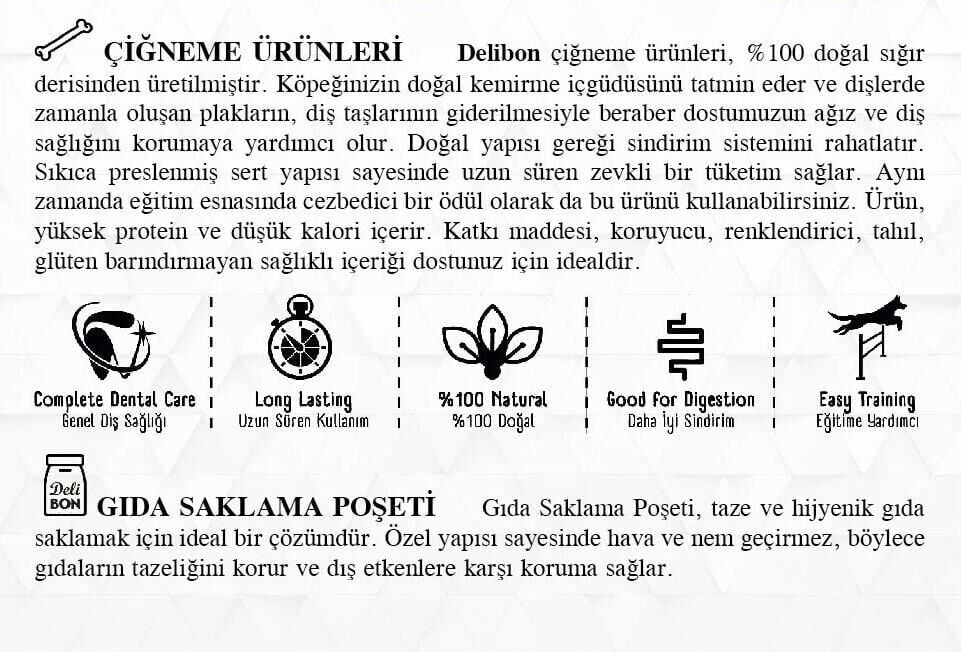 Delibon Süper Munchy Çubuk Dana Memeli Köpek Çiğneme Kemiği İnce 25'li